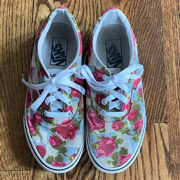 Vans Doheny floral checkerboard sneakers, size 7. Great condition, ships quick - Picture 1 of 15